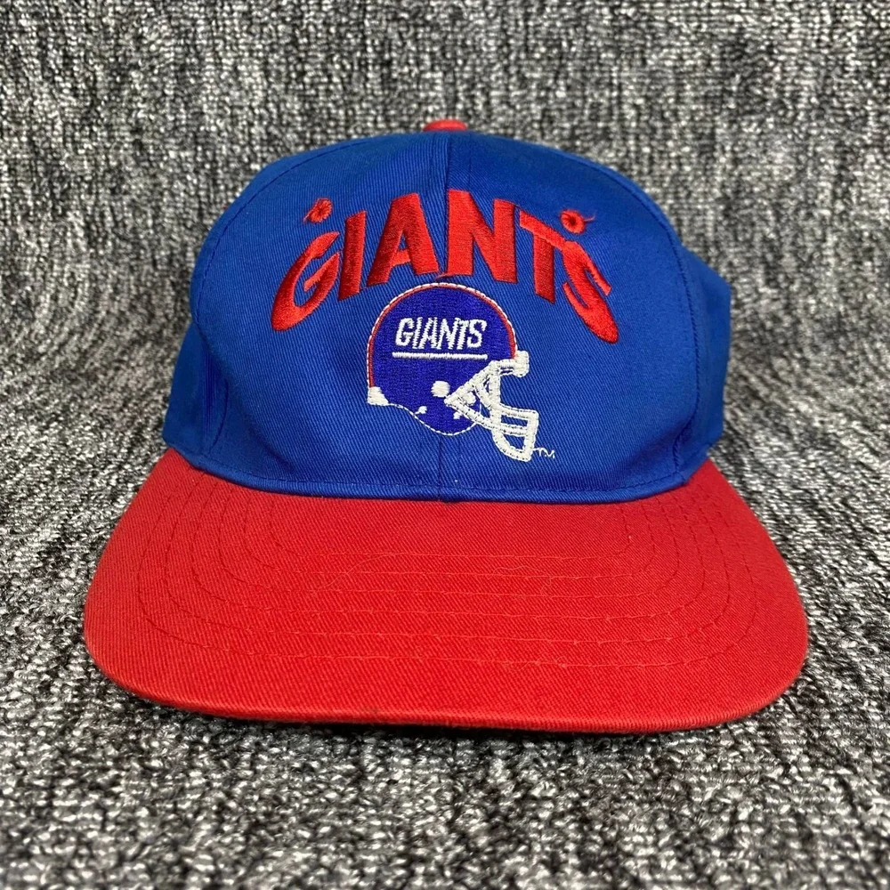 Vtg Drew Pearson New York Giants Snapback Hat Cap Blue Red Helmet NFL Youth